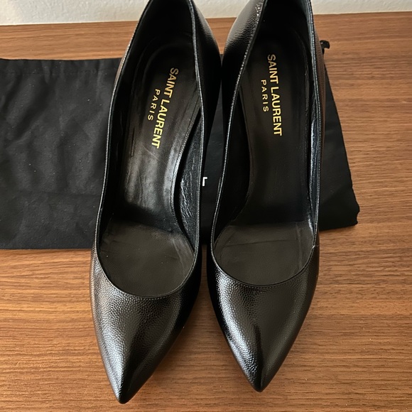 Saint Laurent Black Pointed-Toe Heels - Picture 1 of 7